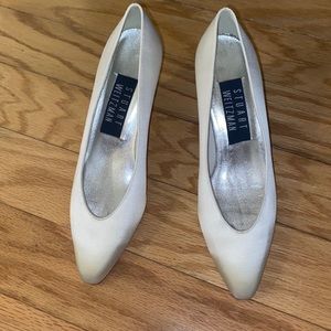 Stuart Weitzman size 6 white satin 1.5 inch heels never worn!